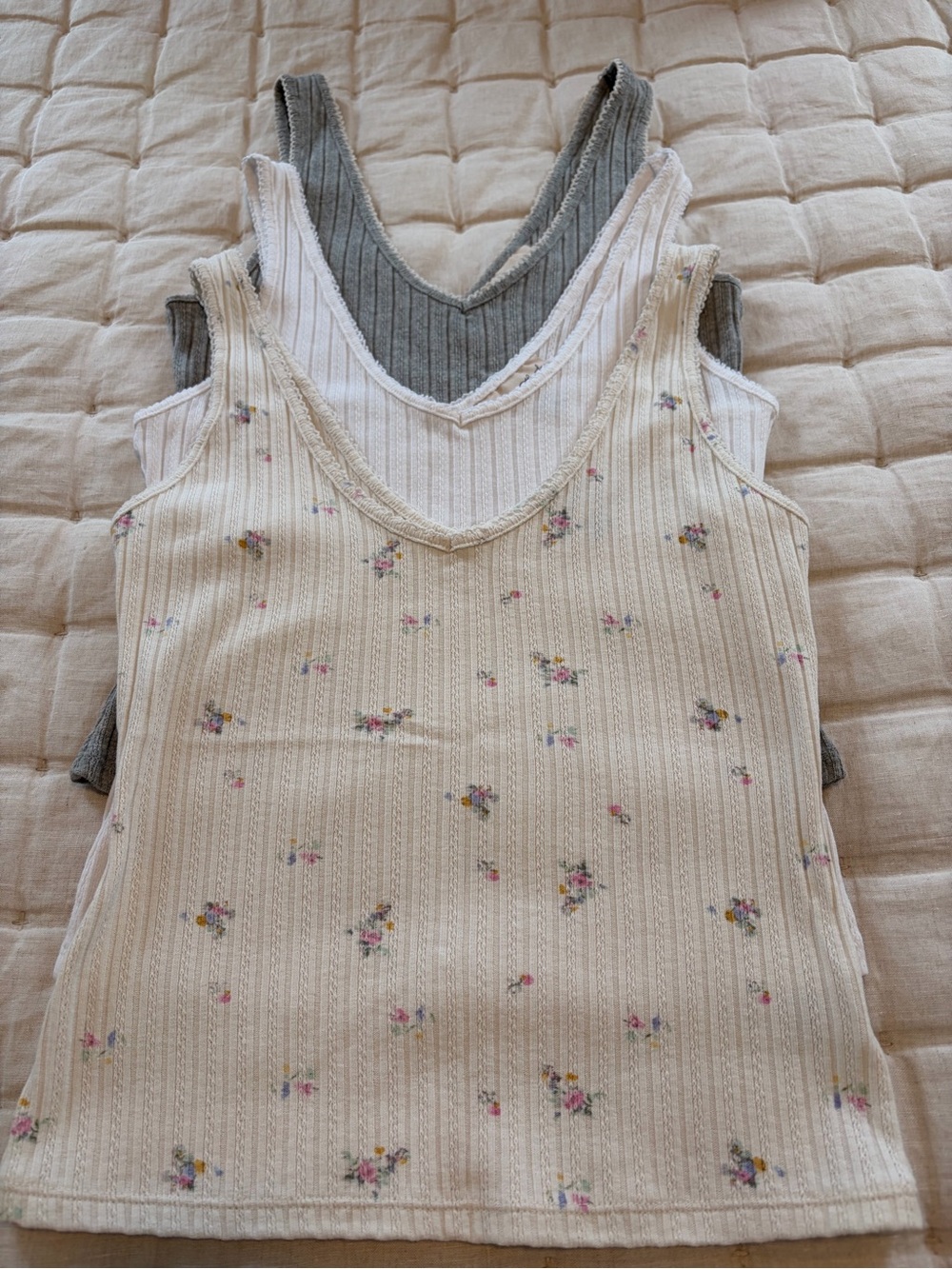{Universal Thread} Western Lace Trim Pointelle Tank Tops